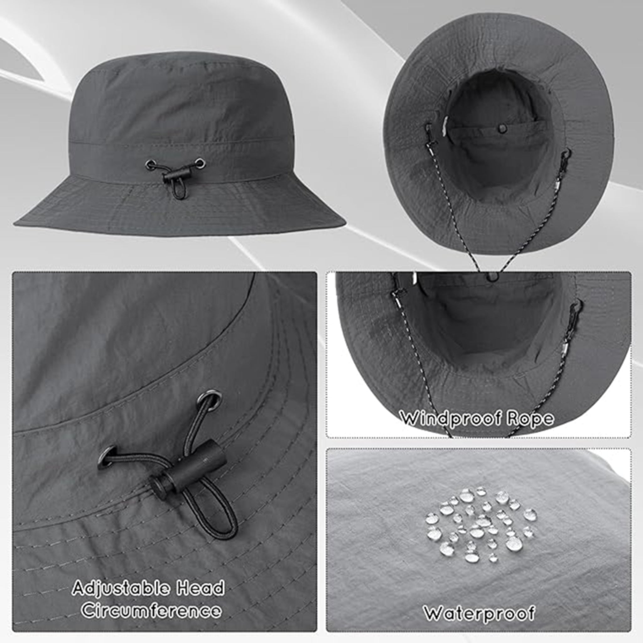 Unisex foldable bucket hat with chin strap – wide brim sun hat for outdoor hiking, fishing, camping – packable design